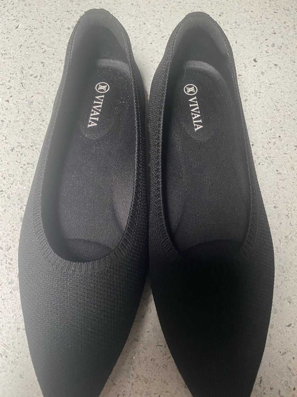 Vivaia Aria Women's Classic Pointed Toe Black Knit Ballet Flats 38.5/7.5